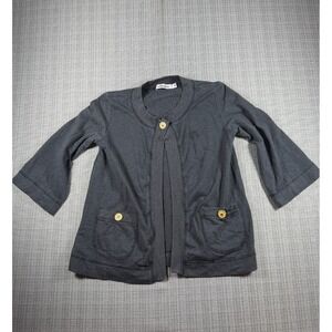 Saint Grace Cardigan Sweater Womens Small Gray Cotton Tight‎ Knit Open Front